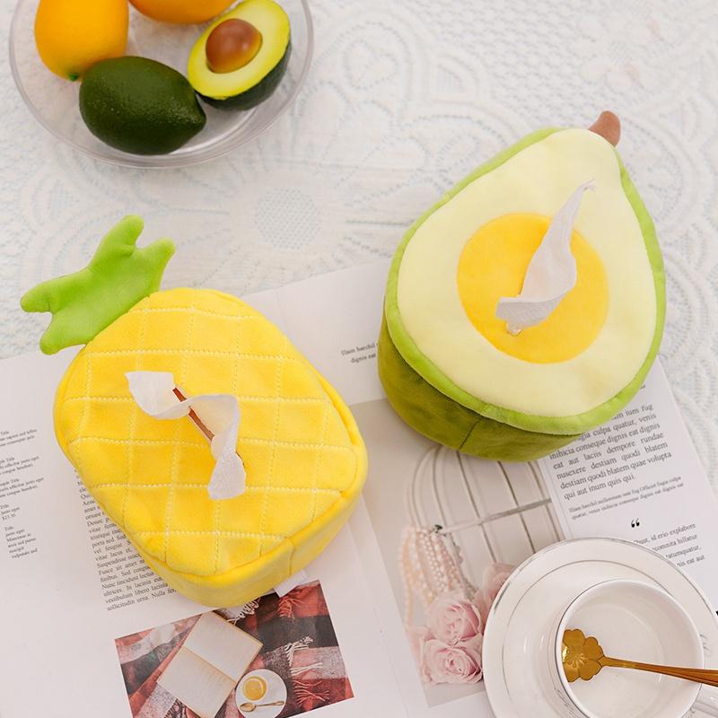 Cartoon Cute Fruit Pineapple Avocado Plush Tissue Box Durable Home Car Hotel Sofa Paper Tissue Holder Napkin Case Pouch NiceGift