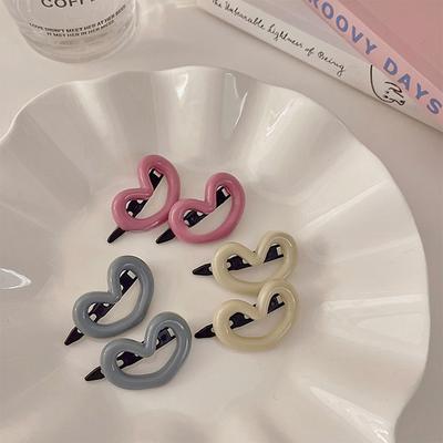 2 Pcs Girls Heart Hair Clip Sweet Color Heart Barrettes Hairpin Side Hair Clip For Women Accessories