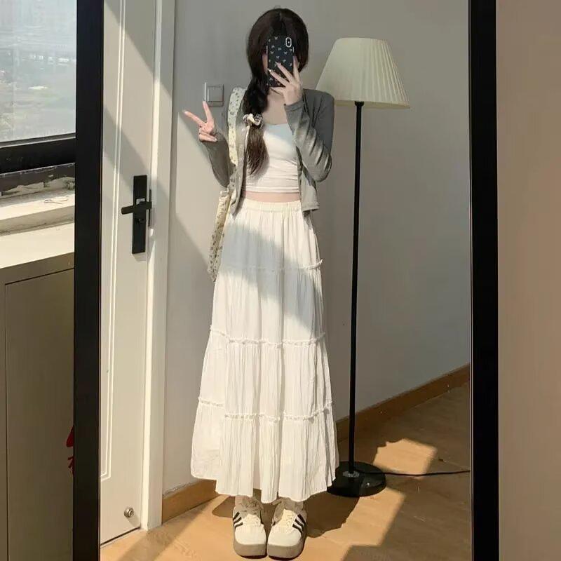 

Women s White Pleated Fluffy Short Skirt: Spring Design Niche 4XL білий