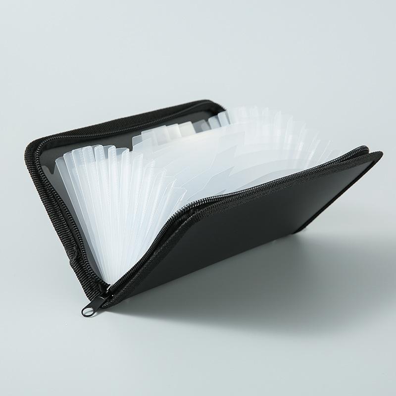 Sac de rangement pour factures, organiseur de dossiers en accordéon, classeur de bureau, sac de rangement en accordéon, classeur de reçus, en plastique noir