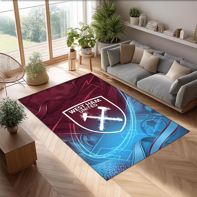 Tappeto in Velluto di Cristallo con Stampa del West Ham United Football, Comodo Assorbente d'Acqua Antiscivolo Tappeto per Pavimenti Interni