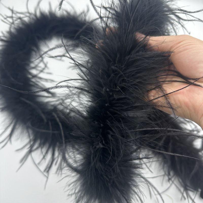 DIY 1 Ply Ostrich Feathers Boa 2Meters Shawl for Party Lady Dress Decoration Scarf Clothing DIY