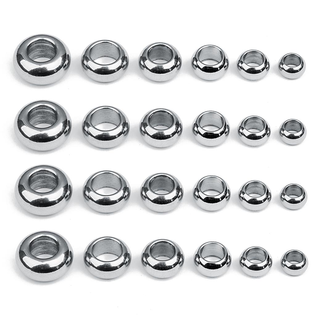 20pcs/lot Stainless Steel Beads Large Hole Round Loose Spacer Beads For Jewelry Making DIY Charms Bracelets Necklace Accessories