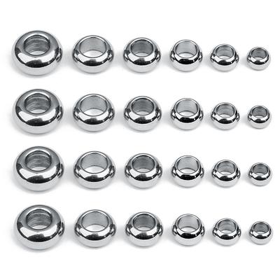 20pcs/lot Stainless Steel Beads Large Hole Round Loose Spacer Beads For Jewelry Making DIY Charms Bracelets Necklace Accessories