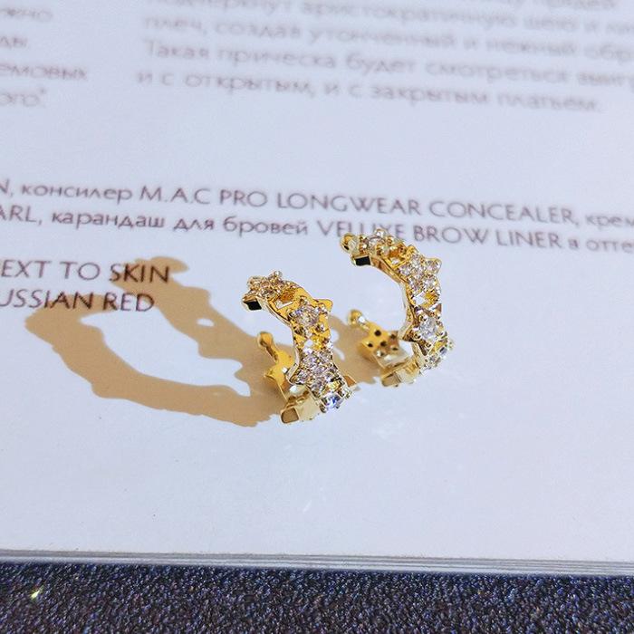 Tide Pentagram Earrings Temperament Golden Ear Bone Clip Imitation Zircon Ear Bone Clip