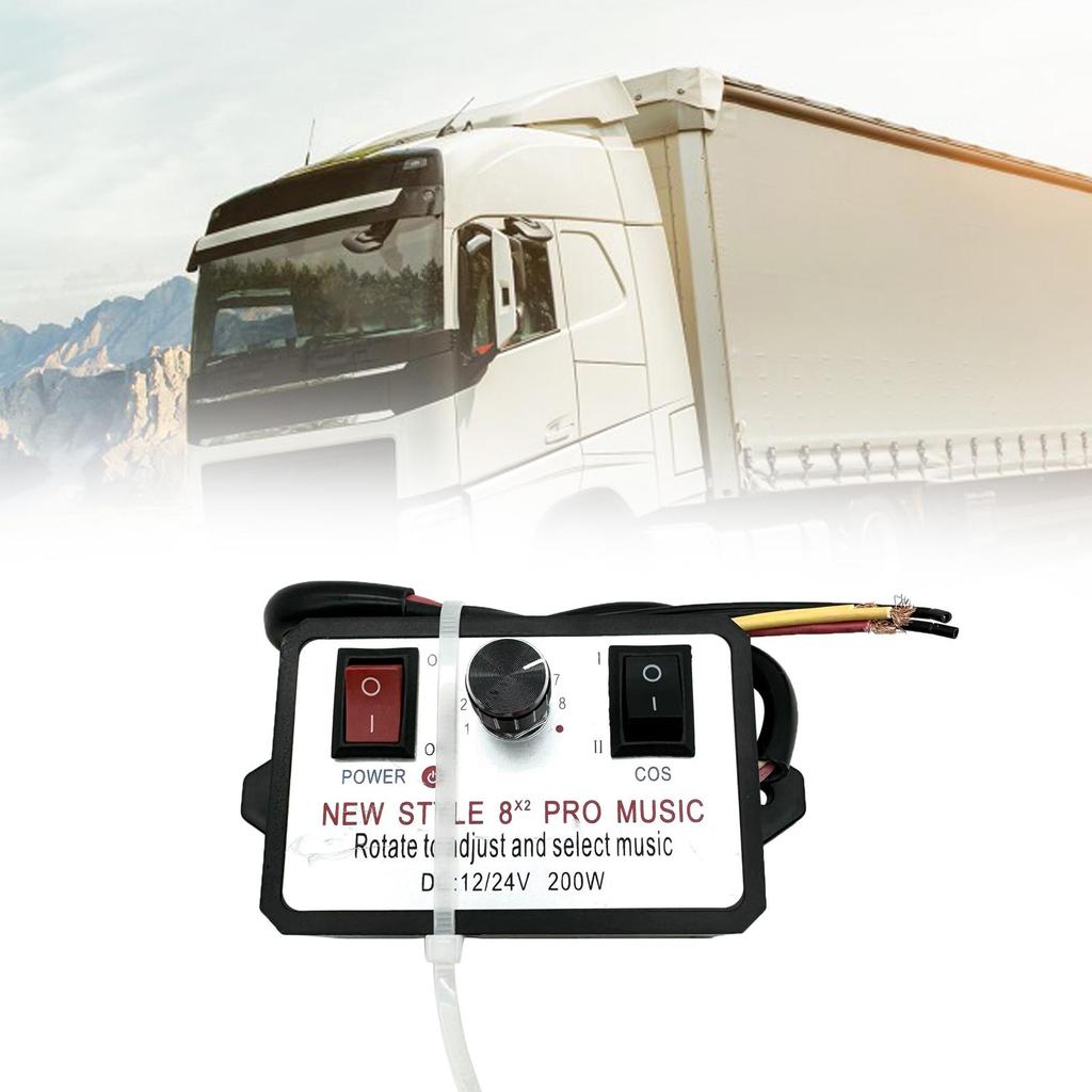 Car Horn Controller 16 Sound Effects Adjustable Electric Speaker 12-24V for Car Boat Truck Upgrade