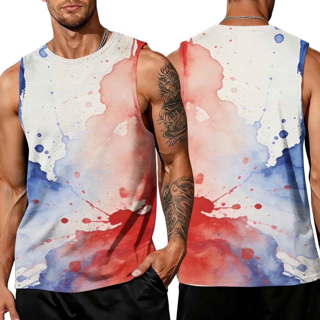Ärmelloses Herren-Tanktop mit Print, atmungsaktive Sportweste, lockere Passform, Sommer-Sportshirt für Outdoor-Aktivitäten