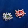 Elegant Chinese Lotus Enamel Zircon Brooch for Cheongsam Dress