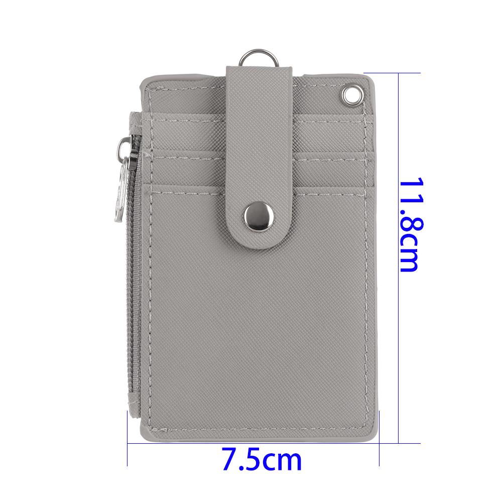Fashion PU Leather Business ID Card Credit Badge Holder Women Girls Coin Purse Wallet Keychain Portable Mini Wallet with Keyring