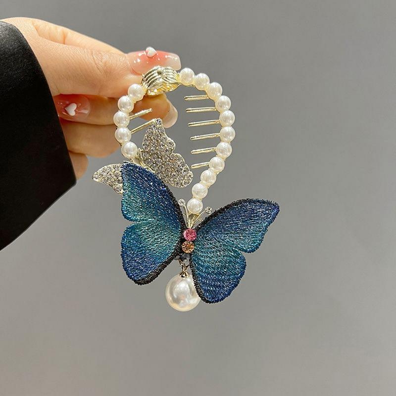 Lady Charm Ball Hair Clip Butterfly Pearl Ponytail Clip Headdress Head Buckle Hair Accessories