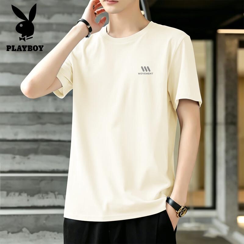 PLAYBOY Men's 2026 Summer Casual Cotton Short Sleeve T-Shirt