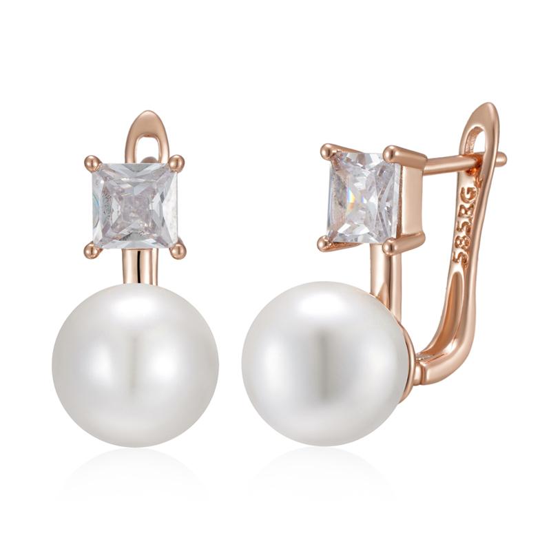 

Унікальні перлинні англійські сережки для жінок Модні Колір рожевого золота Весільні аксесуари Повсякденні вишукані прикраси Нові