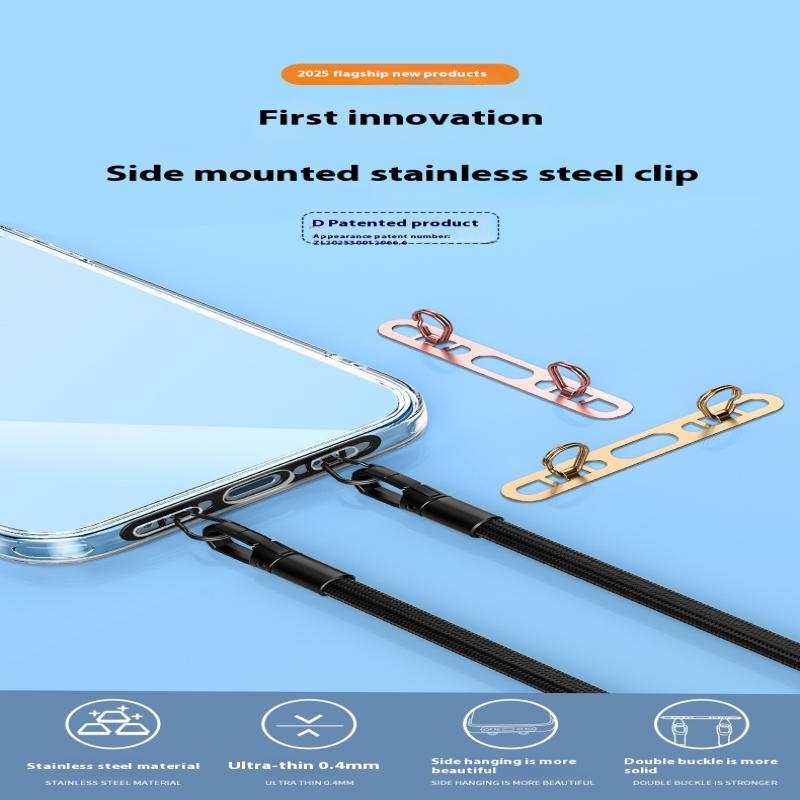 Metal Phone Hanging Tether Tab Upgraded Double Buckle Hole Ring Cell Phone Lanyard Patch Strap Replacement Part For Iphone Cases