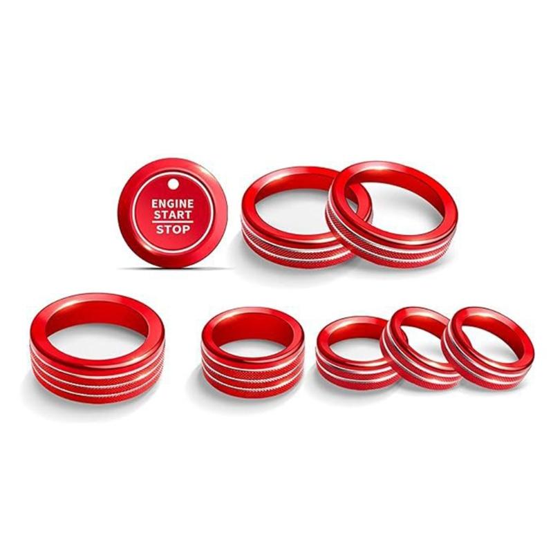 Dashboard Trim Rings, Climate Control Knob Trim Rings, Compatible for 2021-2024 Car F150 , 9 Piece Aluminum Knob Accent Set for Interior New