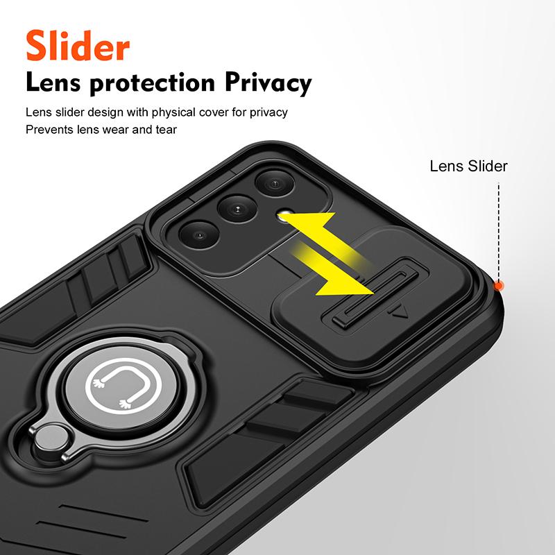 For Samsung A35 Stand Rotating Slide Camera Lens Military Grade Armor Case For Samsung Galaxy A35 Magnetic Shockproof Cover A35