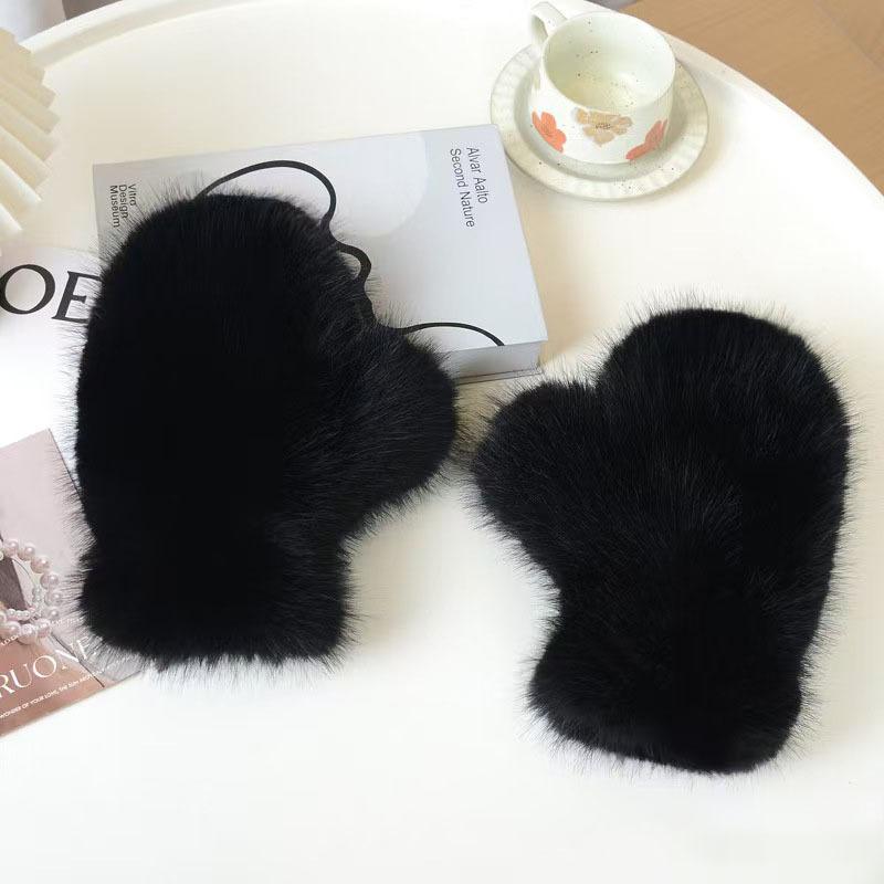 Imitation Fox Hair Gloves Plush Winter Thickened Warm Neck Mittens Plush Thickened Plush Warm