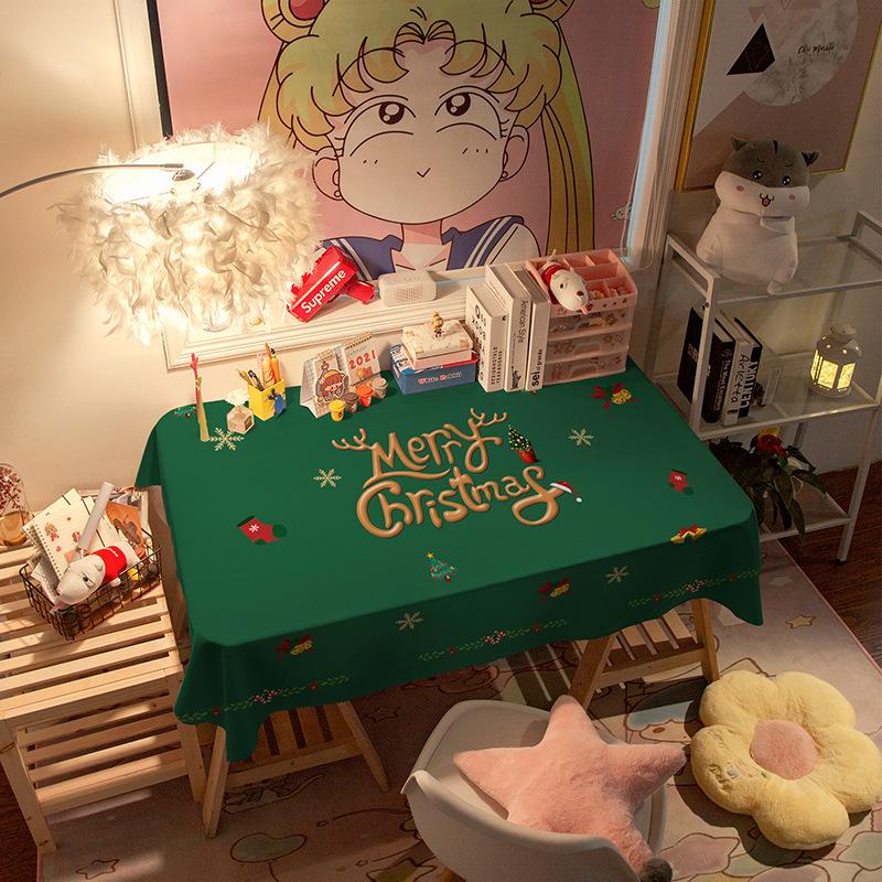 Winter Christmas Plaid Red Holiday Festive Tablecloth Household Waterproof Girly Heart Coffee Table Cover Tablecloth