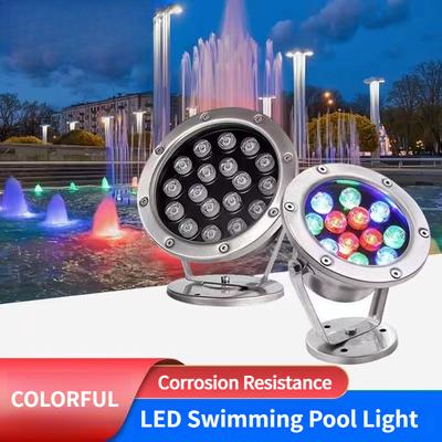 Stainless Steel LED Underwater Lights  24V Waterproof Colorful LED Swimming Pool Light Scenic Fish Pool Spotlight
