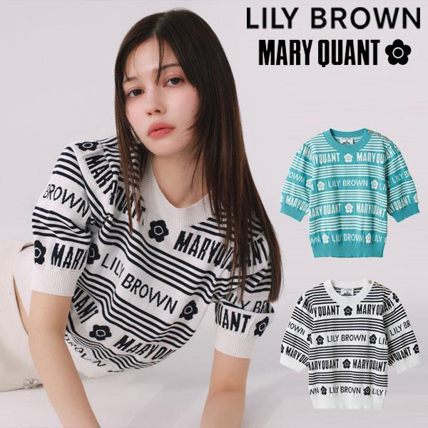 SALE30%OFF LILY BROWN Tops 25 Summer [LILY BROWNMARY QUANT] Jacquard Knit Tops Short Sleeve Cropped Length Marikwa Collaboration lwnt254041