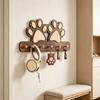 Yousheng Wall Hook with Dog Paw Shape Key Holder Wood with Anti-Rust Metal Hooks Organizer for Keys Pet Leashes Scarves Small