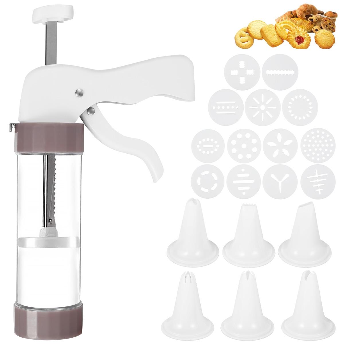 

Cookie Press Set Cookie Press Gun Kit Biscuit Maker Churro Maker Cookie Press Machine with 13 Cookie Discs 6 Icing Nozzles Cake