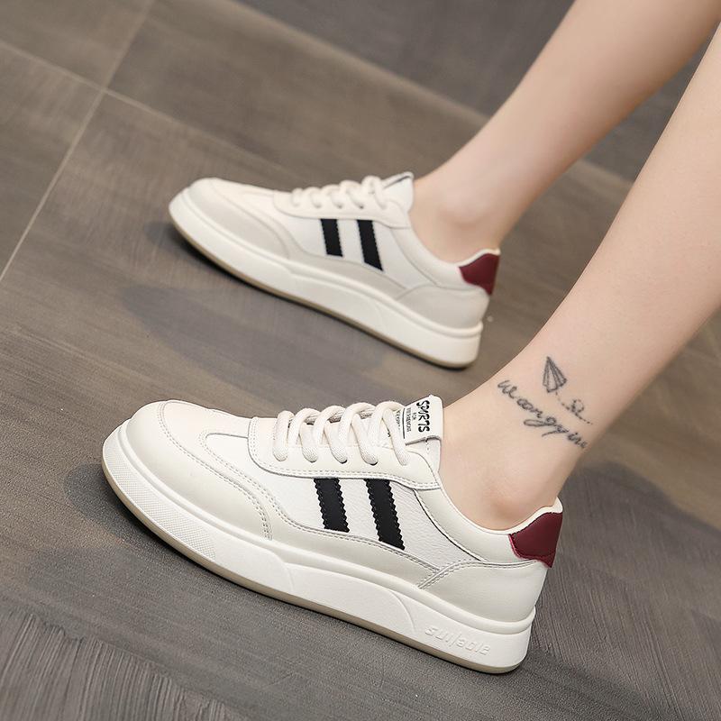 First layer cowhide~ genuine leather thick-soled white shoes women's shoes 2025 autumn new casual sports single shoes women's board shoes