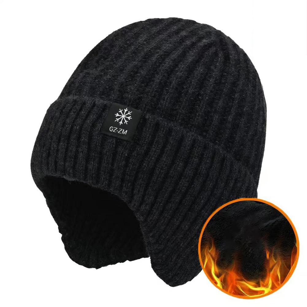 Зимняя вязаная велосипедная шапка Теплые плюшевые наушники Утолщенная шерстяная шапка Ветрозащитная Термозащита ушей Дышащая Женская Мужская Лыжная шапка