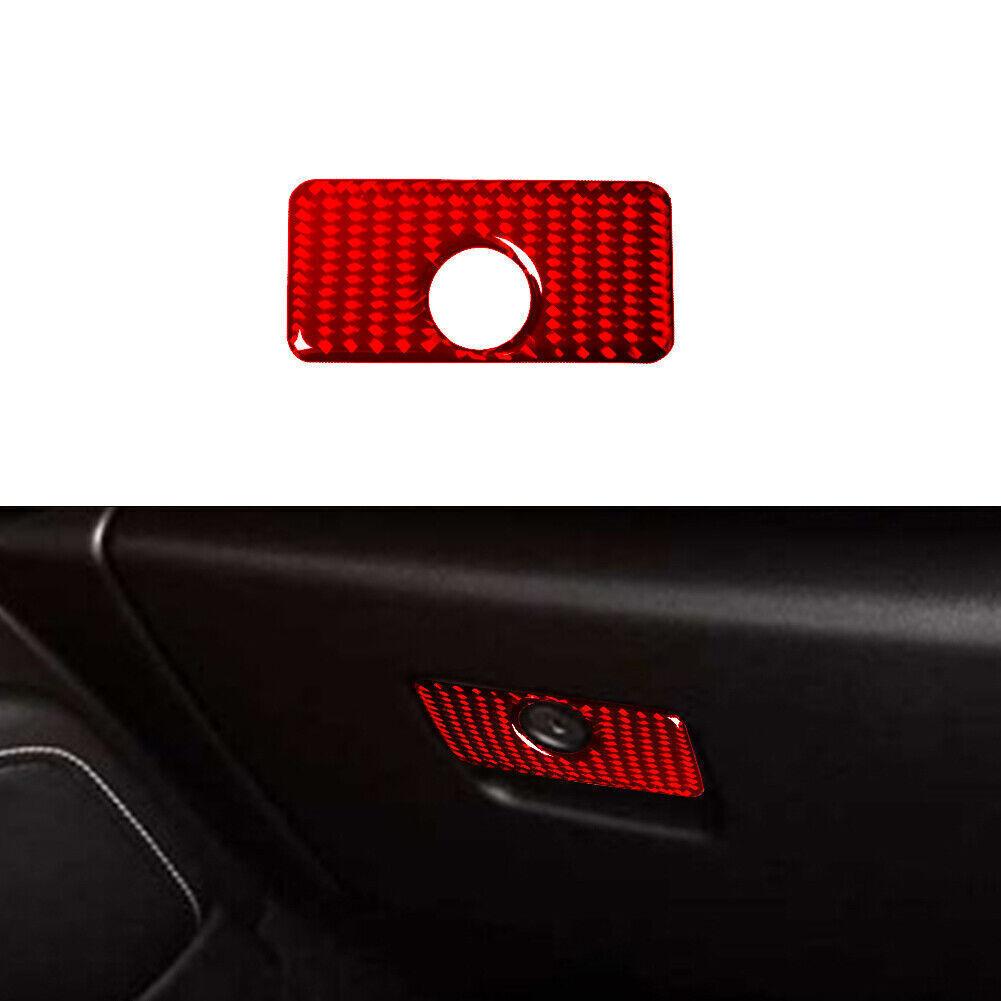 Red Carbon Fiber Copilot Storage Switch Cover Trim For Chevrolet Camaro 2016-18