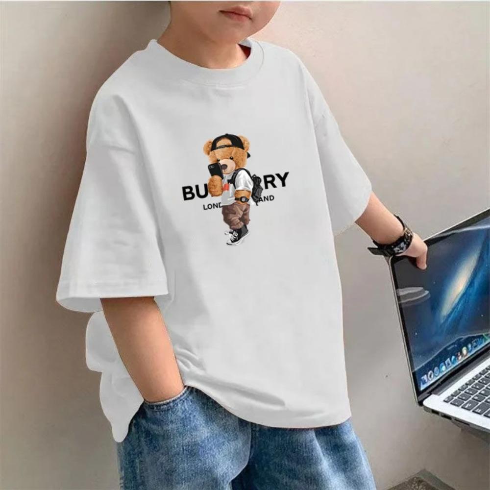 Funny Bear Fashion Print Brand Kid T-shirts Children Baby Short Sleeve Harajuk Tees Boy Girl Kawaii Tops Gift Summer Clothing 110