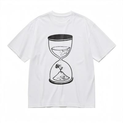 Herr Bekväm Klassisk T-shirt Tid och Tillväxt Symbolisk Design T-shirt Vit Bomullstoppar