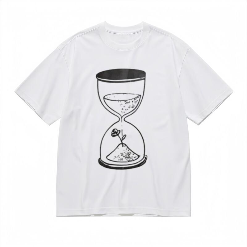 

Мужская удобная классическая футболка с символичным дизайном «Время и Рост» Белая хлопковая футболка 2XL