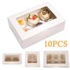 10pack Cupcake Boxes with Inserts Cake Boxe with Clear Window Cake Holder Bakery Carrier Boxes 2/4/6 Holes Muffin Boxe for Party