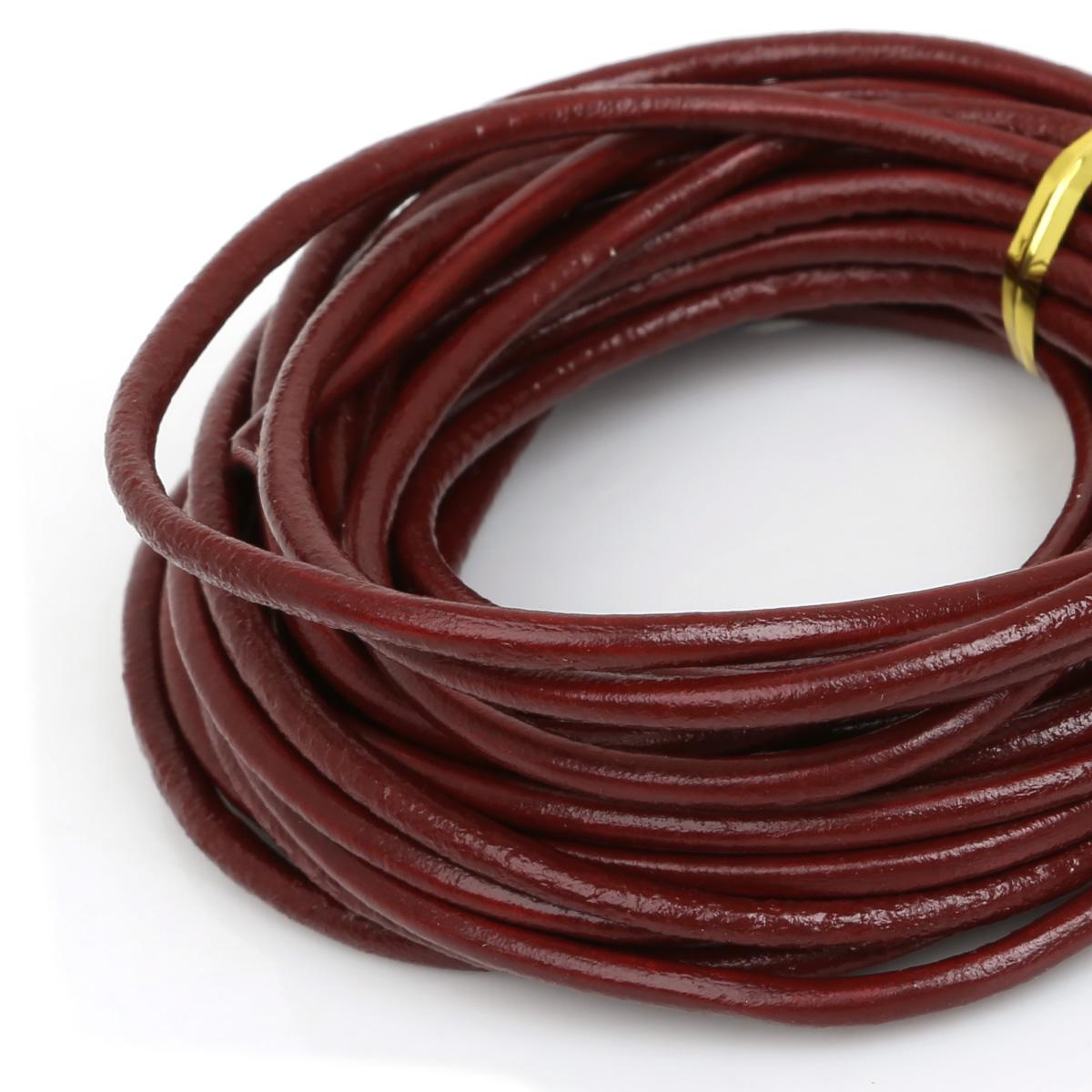 

Натуральная круглая кожаная нить для изготовления браслетов, ювелирных изделий, DIY, шнур, шнур 3mm 5M вино красного