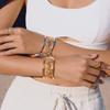 Yori Gold Silver Two-Tone Openwork Daisy Flower Bracelet Bangle Waterproof High Quality Daily Jewelry New Gift 2026
