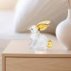Cute Rabbit Statue Desktop Rabbit Decoration Elegant Faux Rabbit Figurine Glass Art Sculpture for Home Office Decor