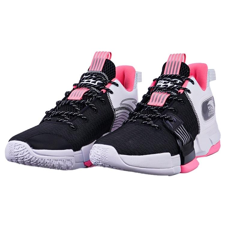 Anta Craze 2 Slip Resistant Abrasion Resistant Mid Top Performance Basketball Shoes Men's Black Pink White 112141640S-2