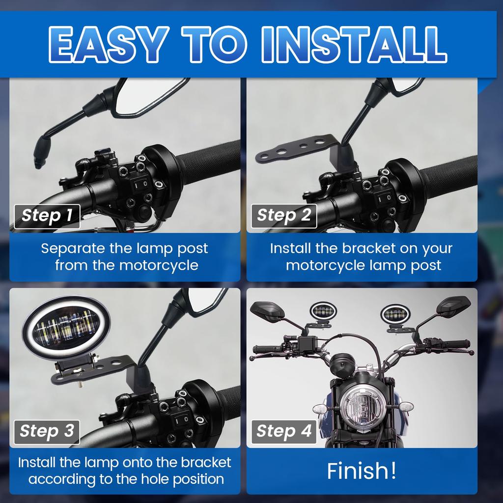 Motorcycle Mounting Bracket, Motorcycle Spotlight Bracket, Motorcycle Turn Signal Support Relocation Bracket, Metal Holder Black