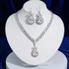European & American Style Zircon Tulip Necklace and Earrings Set