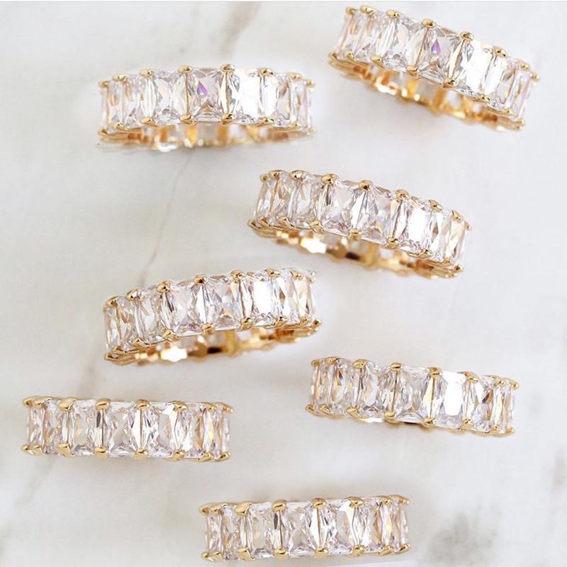 Rectangular Cubic Zirconia Elegant Ring for Women Size 7