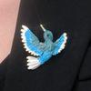 Blue Bird Brooch Pins for Women Elegant Gradient Painting Wings Animal Brooches Temperament Party Dress Suit Jewelry Gifts