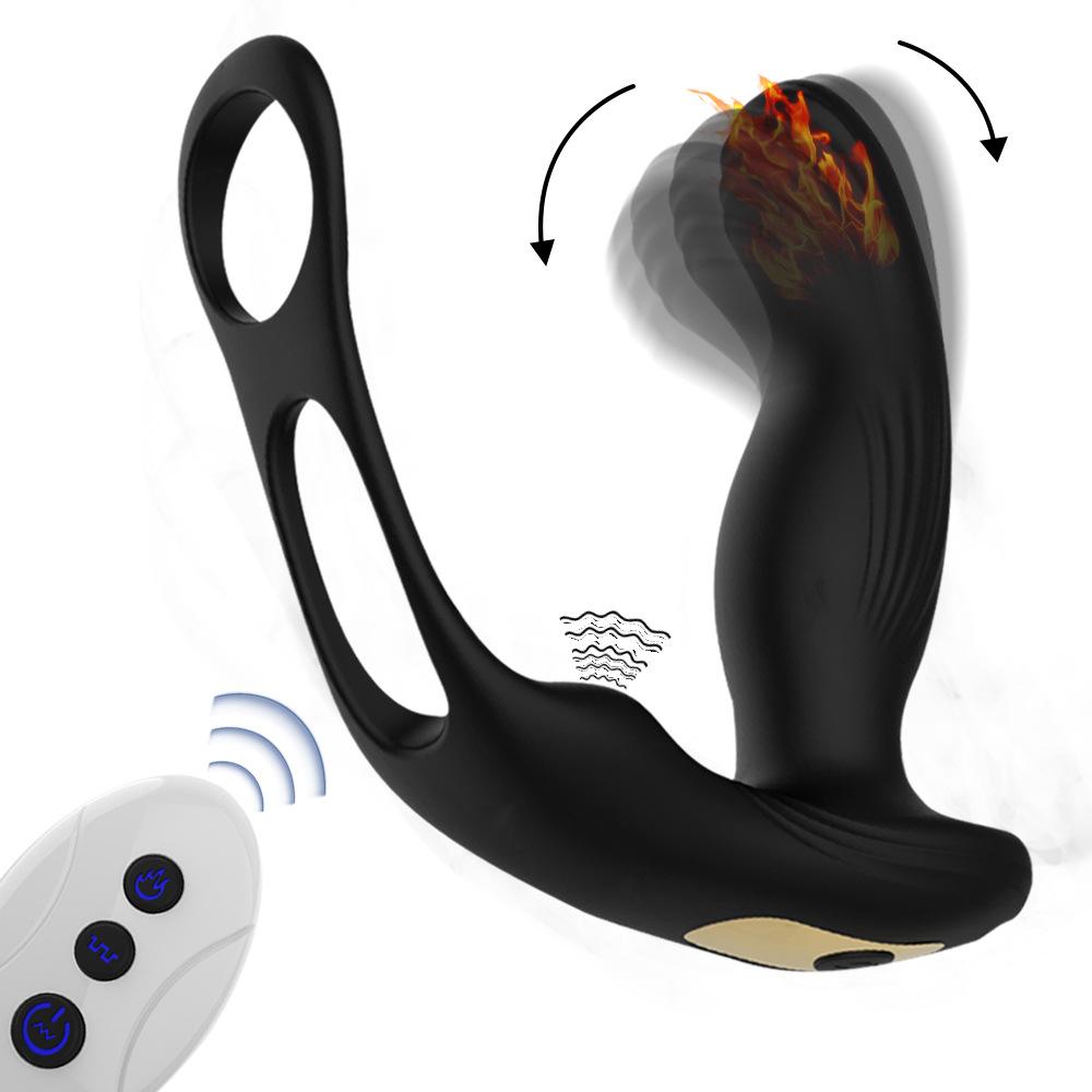Prostata-Massagegerät & Doppelring-Analplug-Vibrator mit Heizung für Männer