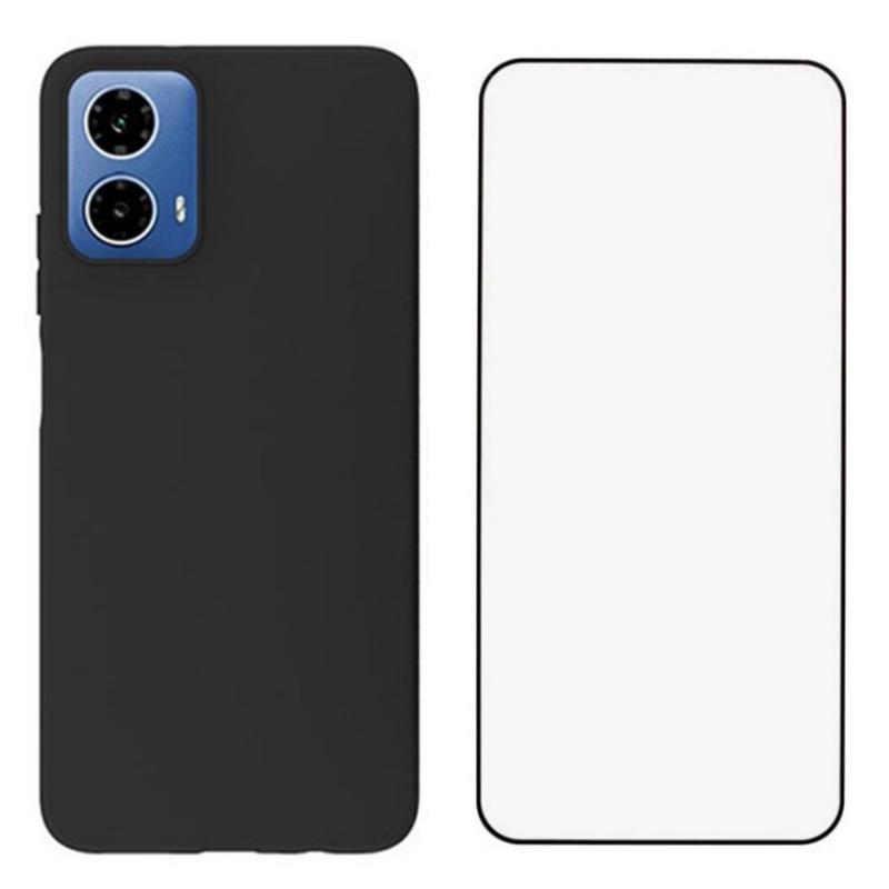 WANLONFENG MS Series for Motorola Moto G45 5G/G34 5G TPU Case Matte Cover with Screen Film (Big Lens Hole)