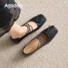 Augustine retro Mary Jane shoes new spring French thick heel small leather shoes square head shallow mouth single shoes