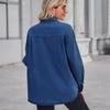 Giacca da donna con risvolto casual, collo a polo, manica lunga autunno e inverno in denim alla moda