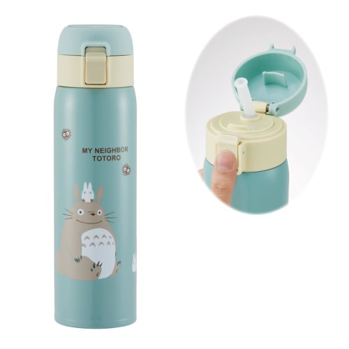 Skater 350ml Stainless Steel Water Bottle with Straw, Insulated, One-Touch Open, Studio Ghibli Design, My Neighbor Totoro, STOT3ST-A