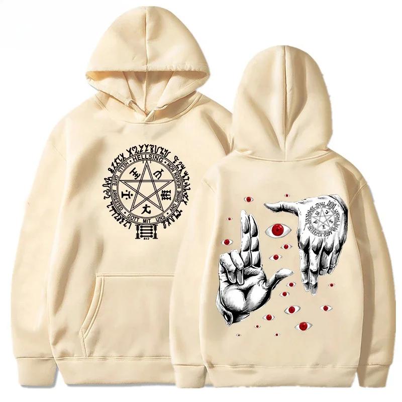 Anime Hellsing Ultimate Aluca Hoodie Men's Fashion Anime Horror Anime Harajuku Casual Loose Top Men and Women The Same