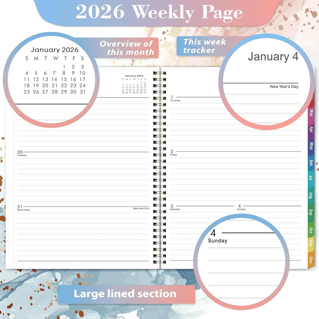 2026 Planner - 2026 Planner Weekly and Monthly from Jan. 2026 to Dec.2026, 8.5" x 11", 2026 Planners with Inner Pocket, Large Daily Block, Colorful