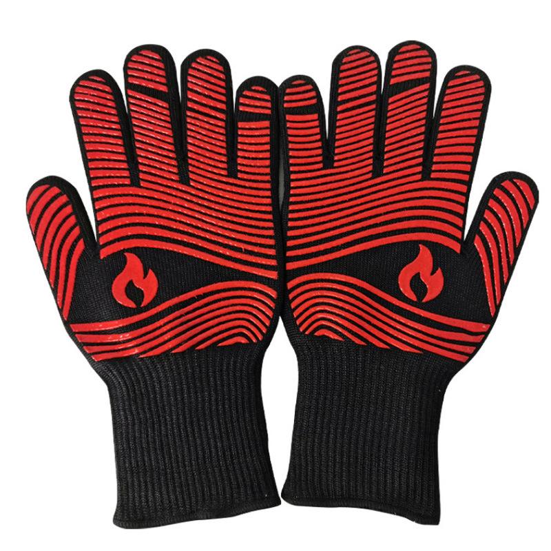 Thickened Aramid BBQ Gloves - 500°F Flame Retardant & Insulated, EN407 Certified, Customizable Anti-Scalding Protection