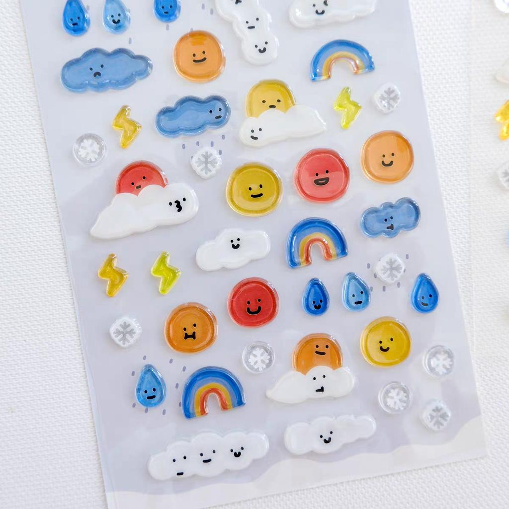 Korean Import BONITO Kawaii Cloud Sun Rain Weather Stickers PVC Scrapbooking Diy Journal Stationery Sticker Gift