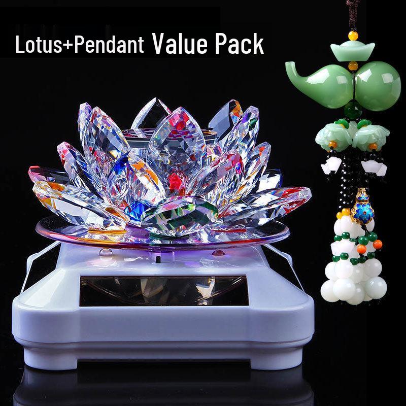 Solar-Powered Rotating Lotus Car Perfume Ornament